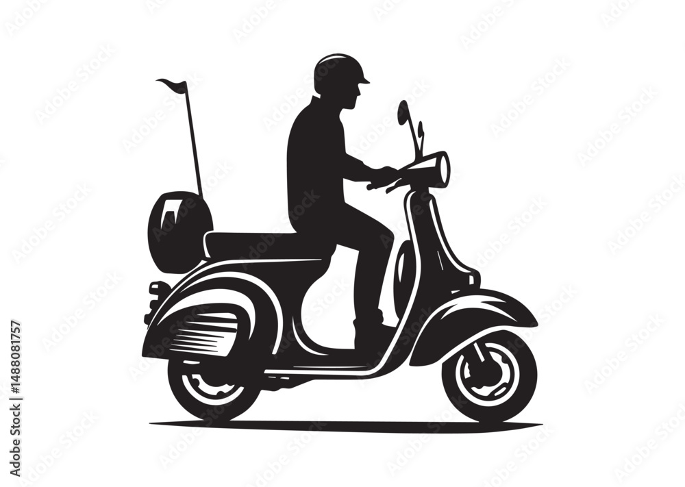 Fototapeta premium Scooter Icon, Scooter Bike Silhouette Vector