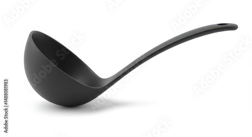 Black Ladle on White Background