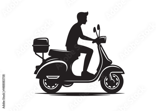 Scooter Icon, Scooter Bike Silhouette Vector