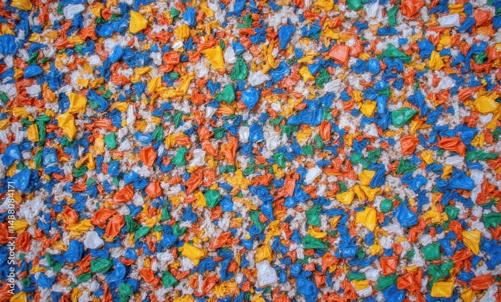 Vibrant background of colorful recycled plastic waste in orange, blue, yellow, and green. Vibrant background of colorful recycled plastic waste in orange, blue, yellow, and green.