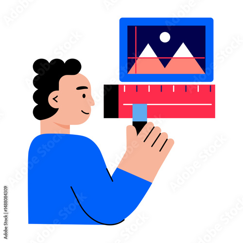 Picture editing character illustration in flat style