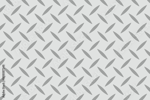Abstract geometric texture of repeating diamond-patterned metal surface with light gray elongated ovals in grid. Minimalist industrial design, flat neutral background, seamless pattern, even lighting.