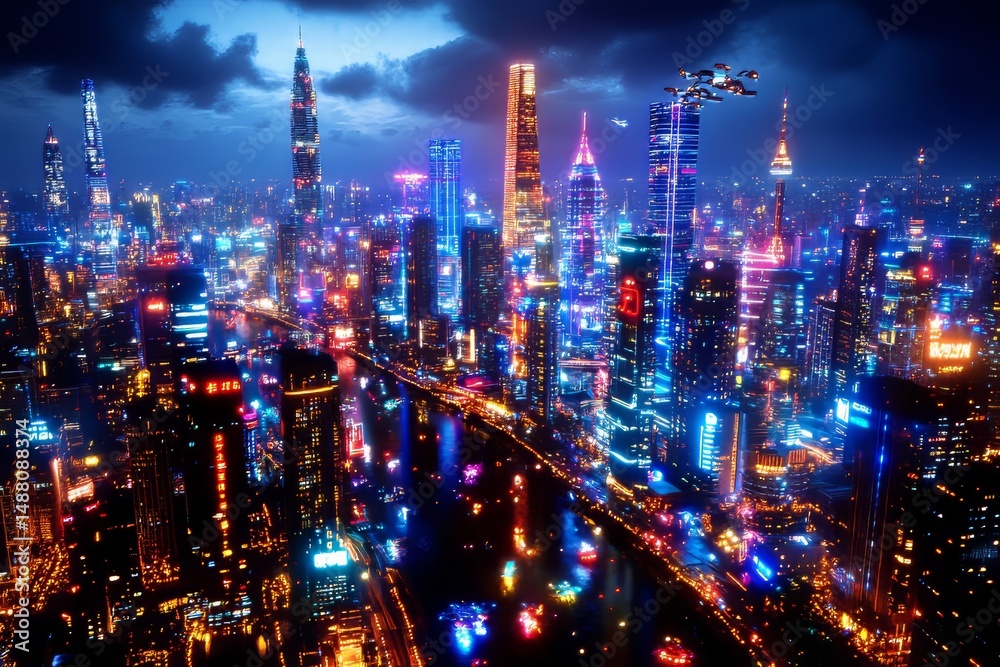 Obraz premium The sprawling city. Generative AI