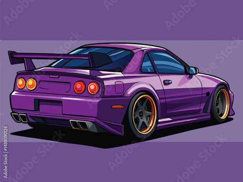 Purple cartoon car illustration vehicle transport