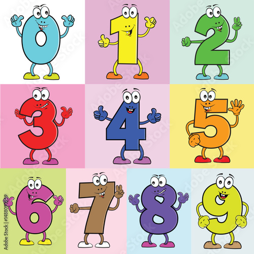 1 to 10 Numeric Comic Cartoon Character Set