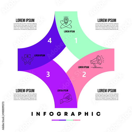 circle infographic 4 colored options , provided for business presentation . vector eps
