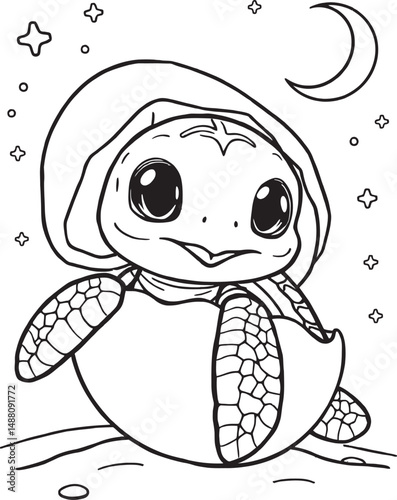 Turtle Outline Under the Sea Art Coloring Pages