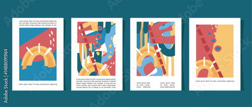 ready-to-use vector cards or posters in a contemporary abstract style, featuring nature-inspired motifs such as flowers, leaves, and hand-drawn textures. These templates are perfect for your creative