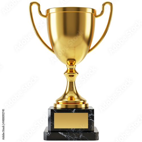 Gleaming Golden Trophy on Marble Base Perfect for Success Achievement Award Winning Competition Victory Prize