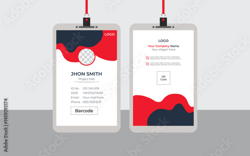 professional corporate id card template, clean id card design with realistic mockup