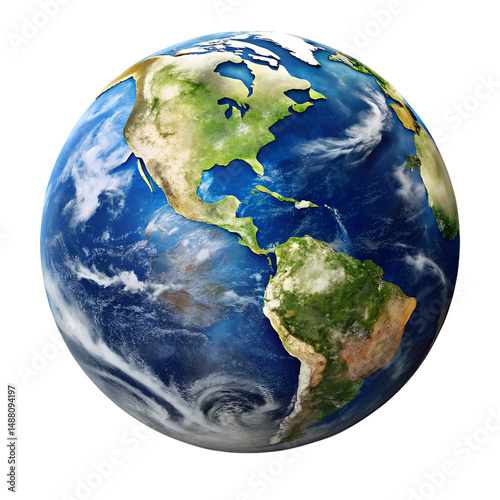 3D earth from satellite view isolated on white background. PNG Transparent file type with high definition quality And vibrant color grading Available.