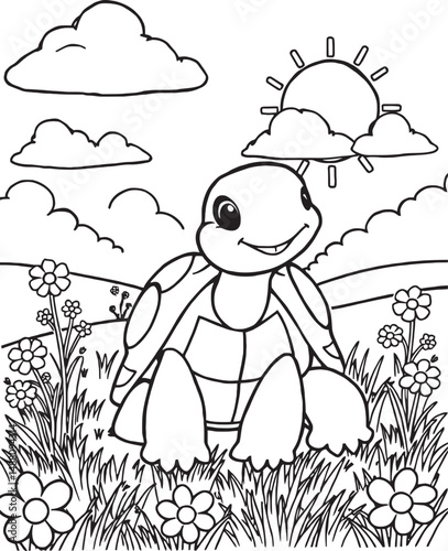 Turtle Outline Under the Sea Art Coloring Pages