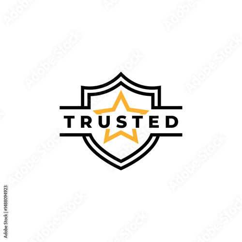 trusted star shield logo with flat design style