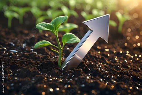 Investment growth. The concept. The sprout of the plant makes its way to the sunlight.