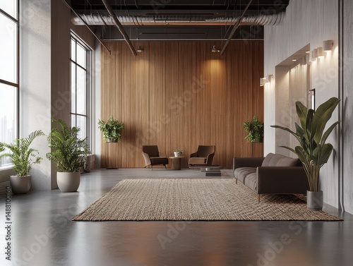 Stylish Modern Office Virtual Background For Zoom Meetings With Plants