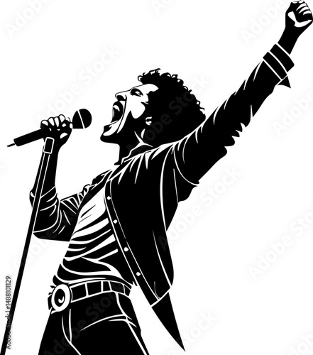 Energetic Male Singer Silhouette: Rock or Pop Performance