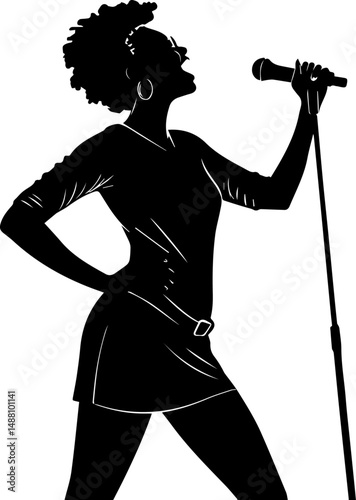 Black Female Singer Silhouette: Passionate Performance