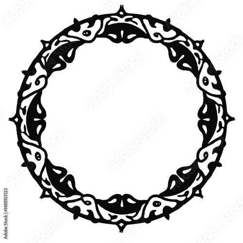 Black fire circle border