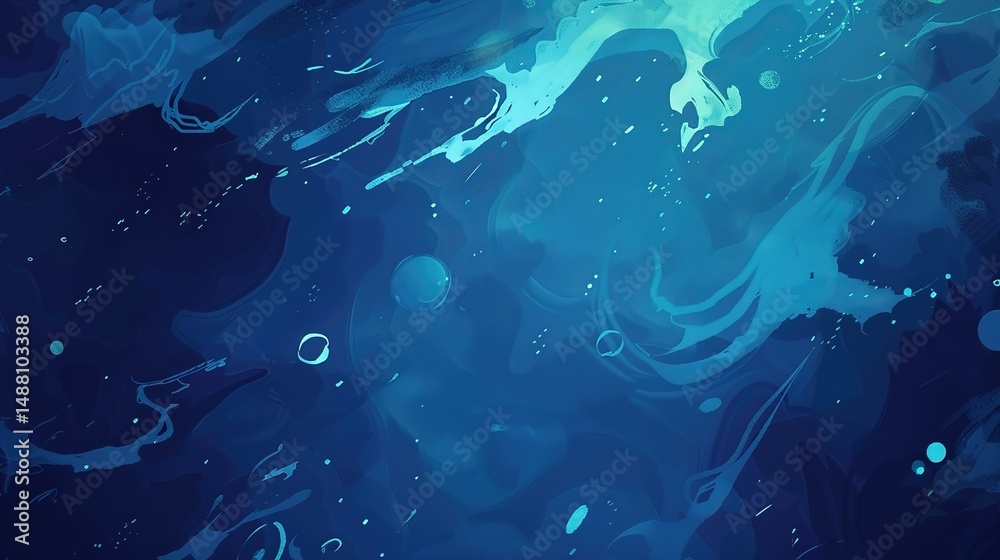 Obraz premium Immersive Deep Ocean Blue: Exploring the Serene Depths of Azure Waters and the Mysterious Beauty of the Underwater World