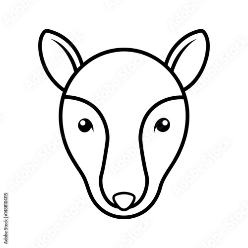 Cute Tapir Face Sketch Outline Vector Art