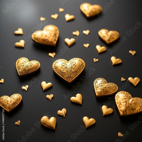heart shaped cookies on a black background