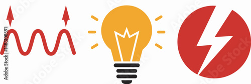Vector icons representing anger with lightning bolt and wavy red line – Great for mental health infographics, emotion-themed educational content, or behavioral therapy illustrations.