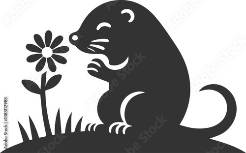 Small rodent animal mole vector silhouette