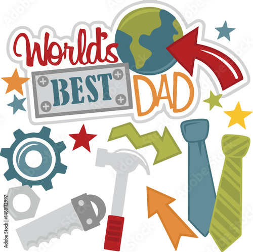 world's best dad clip art, happy father's day vector.