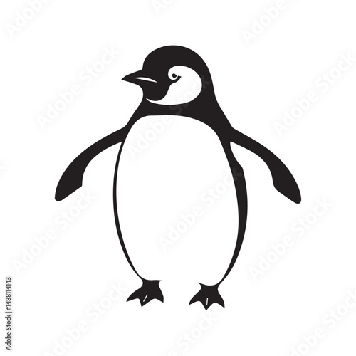 penguin vector silhuette illustration art vector on white background