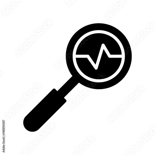 Magnifying Glass with Heartbeat Icon Depicting Monitoring Concept