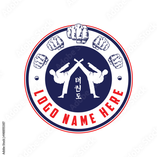 Kick Boxing Mixed Martial arts Logo design Vector Illustration