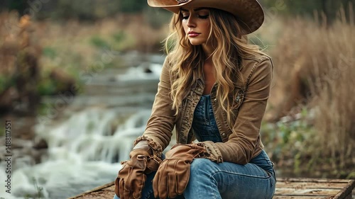 young woman in cowboy hat