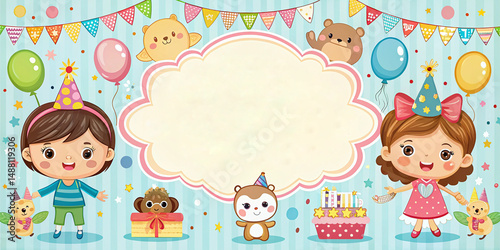 Wonderful Cute Birthday Background Colorful Fun Party Celebration Decorative Design