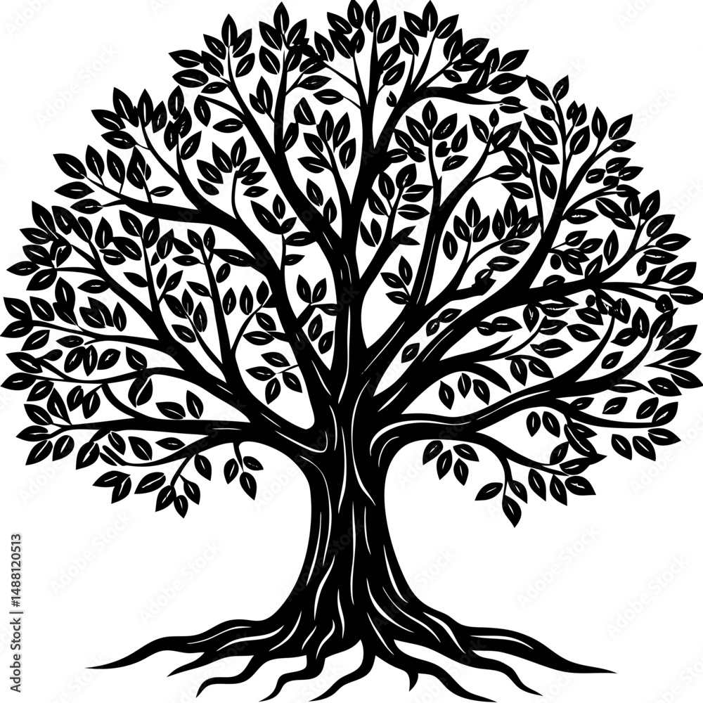 Obraz premium vector black tree of live icon on white background