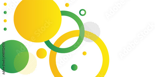 yellow and green circle banner background. Vector abstract graphic design banner pattern background template.
