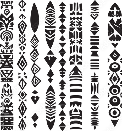 Tribal Tattoo Designs Vector Art: Polynesian, Maori, Hawaiian Inspired Geometric Patterns for Body Art, Cultural Graphics, and Tribal Illustrations