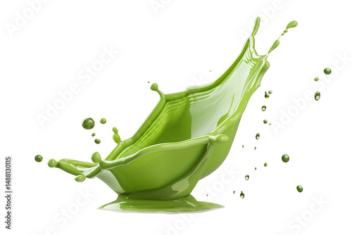Matcha splash on white background