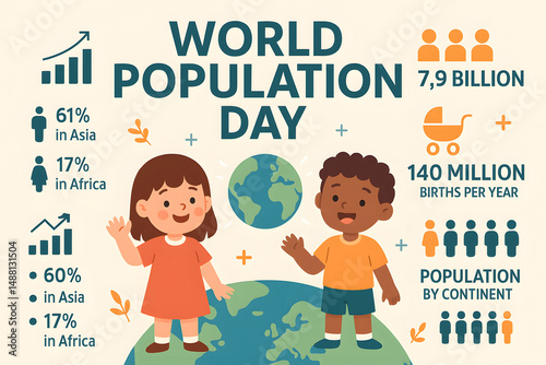 Infographic of Population Growth for awareness on population day for population crisis and stats insights