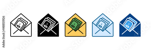 Money Envelope Icon Set Multiple Style Collection