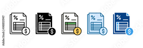 Tax Form Icon Set Multiple Style Collection