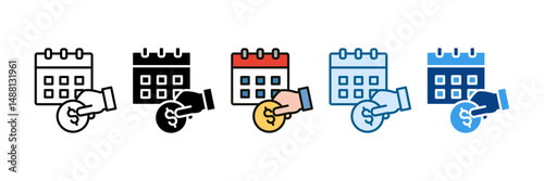 Payday Calendar Icon Set Multiple Style Collection