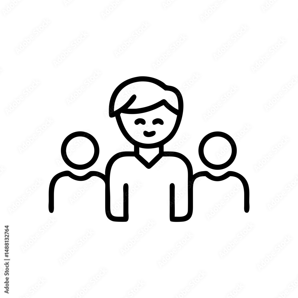 Teen surrounded by friends icon, community support, mental health in teenagers Teen surrounded by friends icon, community support, mental health in teenagers