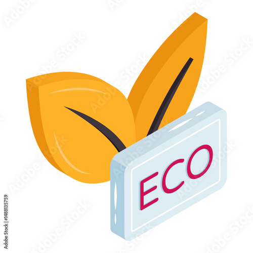 Conceptual isometric design icon of leaves 