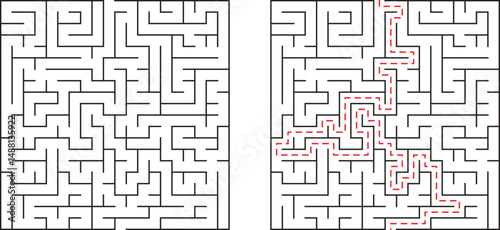 Complex maze design showing challenging pathfinding solutions and simple solving strategy