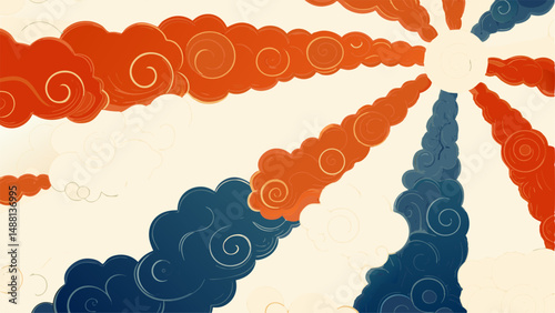Tropical Cloud Dream, Vibrant Sky Scene on Clean White Background