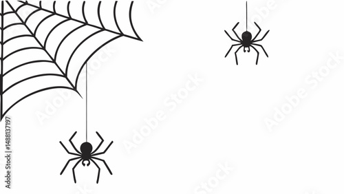 Creepy Tropics, Halloween Spiderwebs, and Spiders Isolated on White