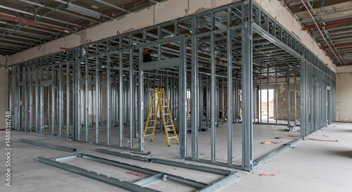 Wallpaper Mural Metal Stud Framing Structure of a Building Under Construction Torontodigital.ca