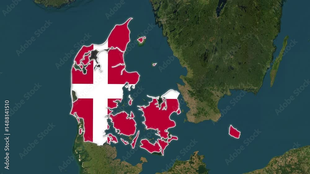 Denmark Map with flag animation