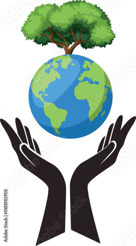 two hands holding a globe high quality vector illustration