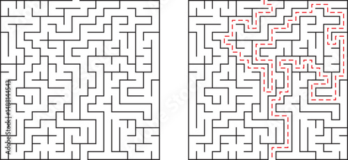 Complex maze with path solved and unsolved showing problem solving and guidance